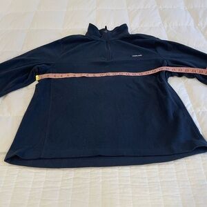 Lands’ End Men’s 3 Quarter Zip Fleece Jacket Pullover. Navy Blue. Size Medium